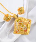 Brass micron gold meenakari handmade pendant for women