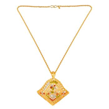Brass micron gold meenakari handmade pendant for women 3