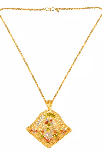 Brass micron gold meenakari handmade pendant for women
