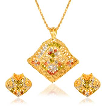 Brass micron gold meenakari handmade pendant for women 4