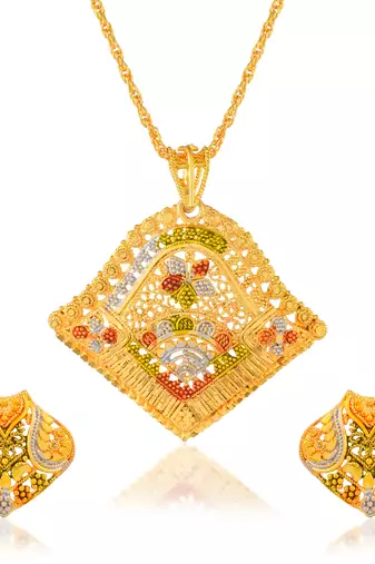 Brass micron gold meenakari handmade pendant for women