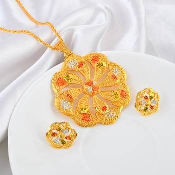 Brass micron gold plated floral design meenakari handmade pendant for women 1