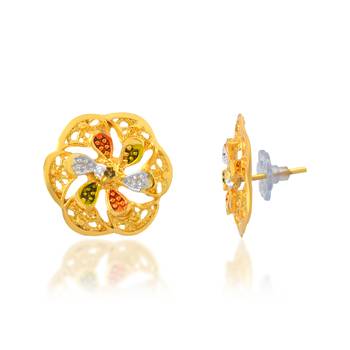 Brass micron gold plated floral design meenakari handmade pendant for women 2