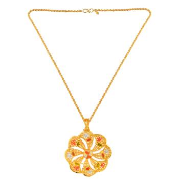 Brass micron gold plated floral design meenakari handmade pendant for women 3