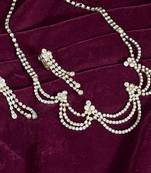 Silver rhinestone cz studded diamond look necklace set for women