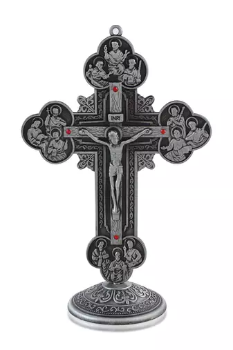 Brass antique silver christian jesus cross crucifix stand home decor