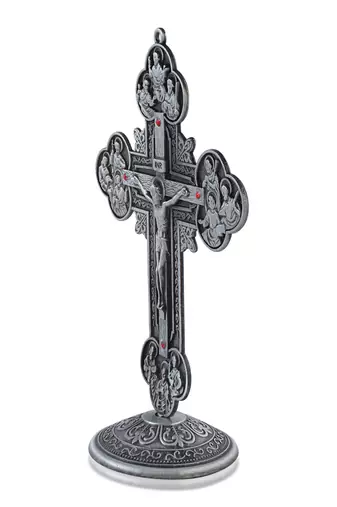 brass antique silver decorative cross stand