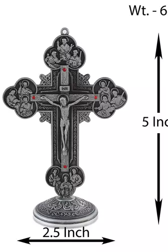 brass antique silver decorative cross stand