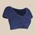 Navy-blue beads and stones embellished satin saree
