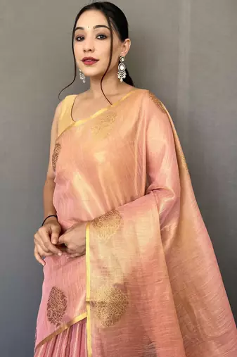 Pink Shining Tissue silk blend Saree 