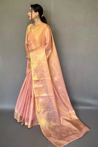 Pink Shining Tissue silk blend Saree 