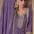 Violet chinon silk embroidered designer sharara suit