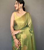 Green Shining Tissue silk blend Saree 