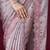 Grey floral printed sequin embellished satin saree