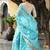Captivating Sky Blue Floral Print Organza Function Wear Lehenga Choli