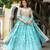 Captivating Sky Blue Floral Print Organza Function Wear Lehenga Choli