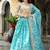 Captivating Sky Blue Floral Print Organza Function Wear Lehenga Choli