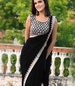 black georgette sequin saree with blouse