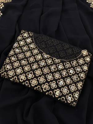 black georgette sequin saree with blouse 4