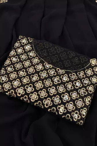 black georgette sequin saree with blouse