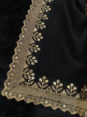 black georgette sequin saree with blouse 5
