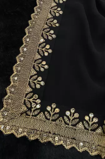 black georgette sequin saree with blouse