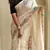 White Tussar silk blend Embroidered Saree