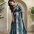 Teal Tussar silk blend Embroidered Saree