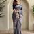 Grey Tussar silk blend Embroidered Saree