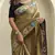 Olive Tussar silk blend Embroidered Saree