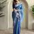 Blue Tussar silk blend Embroidered Saree