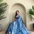 Blue Tussar silk blend Embroidered Saree