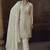 Off white chinon silk embroidered designer palazzo suit