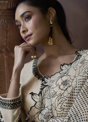 Off white chinon silk embroidered designer Palazzo suit 4