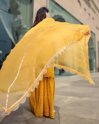 Yellow Embroidered Sharara Suit Set With Dupatta  Festival Wear Suit Set  2