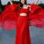 Designer Red Color Three Piece Set Party Wear Dress Flaired Palazzo With Shrug