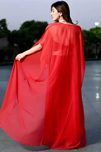 Designer Red embroidered Three Piece Set Party Wear Dress Flaired Palazzo With Shrug