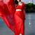 Designer Red Color Three Piece Set Party Wear Dress Flaired Palazzo With Shrug