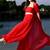 Designer Red Color Three Piece Set Party Wear Dress Flaired Palazzo With Shrug