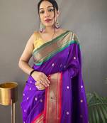 Purple Paithani silk blend Saree