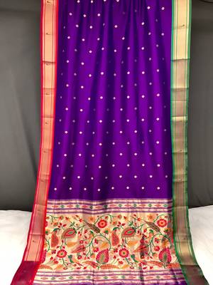 Purple Paithani silk blend Saree 4