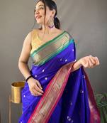 Royal Blue Paithani silk blend Saree
