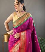 Magenta Paithani silk blend Saree