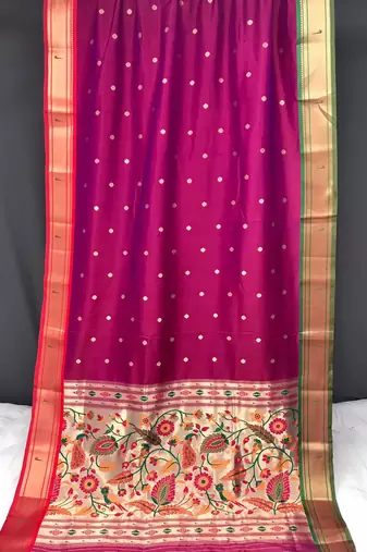 Magenta Paithani silk blend Saree