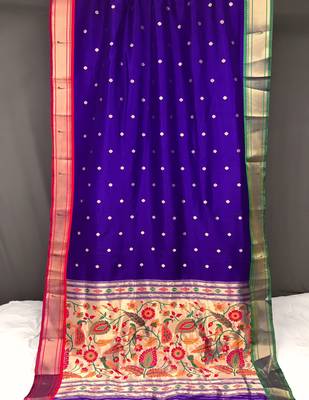 Royal Blue Paithani silk blend Saree 4
