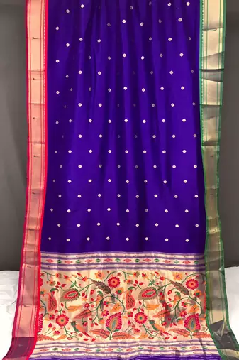 Royal Blue Paithani silk blend Saree