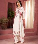 Embroidery Work White embroidered Kurta Palazzo Suit  Set