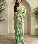 Pista Green Shining Tissue silk blend Saree