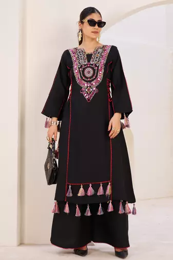 Black Color Heavy Mirror Work Kurta With Palazzo Party Wear palazzo Set Festival Wear