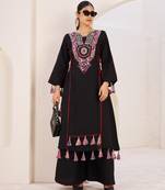 Black embroidered Heavy Mirror Work Kurta With Palazzo Party Wear palazzo Set Festival Wear